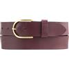 BELTINGER Cintura da donna in pelle bovina pieno fiore 3,5 cm | Cintura in denim da donna 35mm | Cintura chino con fibbia rotonda dorata | Bordeaux 95cm