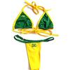 NORDESTINA - Bikini brasiliano sexy - Micro Perizoma Fio dentale, verde e giallo, vestibilità