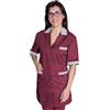 AJM STORE Camice da Lavoro Professionale, Maniche Corte, Tasche Multiple, Finiture a Righe, Disponibile in Verde, Bordeaux, Bianco e Blu (IT, Testo, XL, Regular, Regular, Bordeaux)
