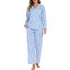 LUBOT Pigiama Donna in Cotone Leggero Estivo 100% Tessuto - Completo 2 Pezzi Maniche Corta e Lunga con Bottoni, Anti-Sgualcitura & Traspirante, per Notte e Casa