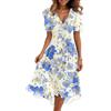 Generico Vestito Spiaggia Donna Abito Eleganti Scolla a V Mujer Stile Impero Larghi Boho Summer Dress Midi Comode Floreale Estate Mezze Maniche Abito da Spiaggia Donna L