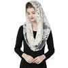 BEAUTELICATE Velo Di Pizzo Da Sposa Chiesa Cattolica Messa Triangolare Infinito Mantila Sciarpa Copricapo In Latino Champagne Oro V116