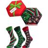 Rainbow Socks - Donna Uomo Il Box di Calze Natalizie Per Regalo - 3 Paia - Stelle di Pan di Zenzero Agrifoglio Strisce - Taglia 36-40