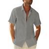 Glacspyg Camicia di Lino Uomo a Maglia Corta Lavoro Camicia da Tempo Libero Abbinato Business Vacanze Casual Estate Spiaggia con Tasca