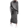 Generico Set di Gonne Lunghe in Due Pezzi da Donna Elegante Tuta Lunga con Maglione in Lana a Coste per Donna - Abbigliamento Casual Femminile per l'Inverno (Grey, M)