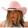 DRESHOW Cappello da Cowboy Donna Classico Cappello Western Retro a Tesa Larga con Fibbia e Cintura Cappelli Fedora in Feltro Arrotolati Unisex
