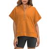 Generic Felpe con Cappuccio Oversize a Mezza Zip da Donna a Maniche Corte Felpe Casual Pullover con Tasche Donna Abbigliamento