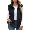 CMTOP Gilet Donna in Pile Caldo Peluche Smanicato Elegante Senza Maniche Giacca Gilet con Collo Alto Leggero Morbido Gilet Autunno Inverno Gilet con Cerniera e Tasche(Nero, S)