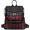 QQYG Zaino da donna di lusso con plaid in colore a contrasto, facile da trasportare, borsa da viaggio in tessuto Oxford a doppio uso