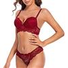 SHEKINI Completi Intimi da Donna Lingerie Reggiseno con Ferretto in Pizzo Spalline Removibili Elegance Push Up Reggiseno e Perizoma Set da 2 Pezzi