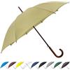 SoulRain - Grande ombrello antivento da 122 cm, ombrello antivento per pioggia, apertura automatica, grande ombrello vintage con manico classico in legno, per 2 persone, per donne e uomini (beige)