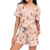 Mnsruu Pigiama da donna a maniche corte, motivo bassotto, cuori, rosa, con tasca, taglia S, F262, L