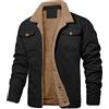 Generico Giacca Invernale da Uomo Giacca di Transizione Calda con Interno in Pile Giacca da Volo Antivento Giacca Bomber Cargo,Design Elegante