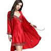 LSHARON Sexy 100% seta di gelso pizzo pigiami fionda camicia da notte e vestaglia Set 19 Momme pura seta