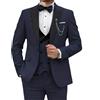 Generic Completo da Uomo in Velluto 3 Pezzi Slim Fit con Smoking, Revers a Lancia, Giacca, Gilet, Pantaloni, Completo da Cena, Blu Navy, Taglia 6XL