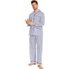 GLOBAL Pigiama Uomo Abbottonata 100% Cotone Lungo Set Pigiami Bottoni Classici Due Pezzi Lingerie Maniche Lunghe Pantaloni Coulisse Pigiami da Notte Traspirante da Uomo Pjs Set S-XXL