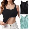Jamron Donna 2 Pezzi Basic Canottiera con Reggiseno Imbottito Incorporato Canottiere Elasticizzate a Spalline Larghe