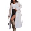 Suncadmious Donne Inverno Lungo Trench di Lana Cappotto Giacca di Lana Dentellato Risvolto Doppio Petto Pavone Cappotto Cintura