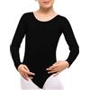The Fancy Dress® Body da bambina in cotone elasticizzato per la scuola, danza e ginnastica, a maniche lunghe, età 3-13 anni