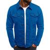 F6QUM Giacca di jeans da uomo Button Down Slim fit tinta unita manica lunga casual shacket jeans cappotto con patta tasca
