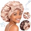 BONNET QUEEN Cuffia Seta Capelli Notte Regolabili Cuffia Capelli Ricci con Acido IALURONICO Silk Bonnet con Scrunchies
