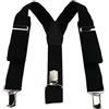 TigerTie, bretelle unisex in piqué, modello a Y, con 3 clip extra forti, regolabili da 82 a 130 cm Nero Taglia unica