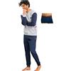 Lotto Pigiama Invernale Uomo Cotone - Pigiama Uomo Caldo (2073 Grigio, XL)