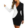 shownicer Donna Vestiti Eleganti Corti Vestitini Blazer Ragazze Manica Lunga V Neck Abito da Giorno Doppio Petto Abiti Casual Vestito Tailleur Puro Colore Dress Mini Abbigliamento B Banda XXL