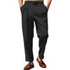 Generisch Pantaloni da uomo per il tempo libero, pantaloni chino, a gamba larga, tinta unita, casual, per matrimonio, business, pantaloni sportivi, Nero , XXL