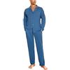Aseniza Pigiama Uomo Invernale Cotone Lungo Bottoni Maniche Lunghe Pantaloni Lunghi Set Due Pezzi Pigiama Leggero con Tasche