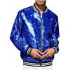 KBOPLEMQ Giacca bomber da uomo con paillettes luccicanti, oro glitterato, giacca da discoteca, festa della discoteca, costume da discoteca, con tasche, O blu., L