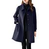 Duohropke Cappotto di lana da donna invernale caldo cappotto invernale di media lunghezza elegante trench coat giacca tweed antivento cappotto di transizione al ginocchio cappotto da donna con bottoni