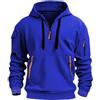 MakingDa Felpa in Pile Uomo Felpa con Cappuccio 1/4 Zip Fleece Fodera Invernale 3 Taschino Camicia Felpata Manica Lunga Comodo Calda Maglia Tuta Sportiva Pullover Casual Basic Hoodie Blu S