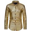 MakingDa Camicia a maniche lunghe con bottoni da uomo, stampa a rombi abbronzanti, stile discoteca anni '70, oro, S