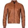 Infinity Leather Giacca Bomber da Uomo Retrò in Tessuto Marrone Chiaro Varsity 2XL