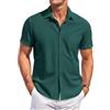 COOFANDY Camicia da Uomo a Manica Corta Estiva Camicia Casual con Bottoni Holiday Beach Hawaii Shirt con Tasca Verde M