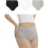 mimosso Mutande da donna in cotone biologico, traspiranti, confezione da 6 pezzi, senza elastico in vita (taglie S - XXL)