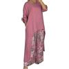 Generic Vestito Donna Elegante Estivo Abiti Eleganti Completo Casual da Donna Con Pantaloni a Gamba Larga e Top Irregolare 2 Pezzi Vestiti Estivi Curvy Abito Lungo Estivo (Pink Xxxl)