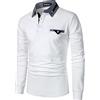 APAELEA Polo da Uomo a Manica Lunga Contrasto Formale Cotone Magliette Tennis Golf T-Shirt,Bianco,XXL