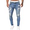 Generic Jeans skinny fit da uomo: pantaloni elasticizzati strappati in denim da motociclista, jeans da uomo, gamba dritta, alla moda, classici, alla moda, pantaloni in denim sfrangiati, pantaloni casual