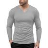 Agilelin Magliette Elasticizzate da Uomo con Scollo a V,T-Shirt Maniche Lunghe vestibilità Slim,Biancheria Intima Casual (Grey/M)