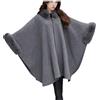 WOXIHUAN Cappotto in Lana da Donna Elegante Invernale Taglie Forti Mantello con Collo di Pelliccia Manica Lunga Cardigan Ragazza Giacca a Vento Caldo Giubbotto Classico