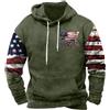 Generic Felpa con cappuccio tattica da uomo con bandiera americana con coulisse, felpa patriottica per esterni, pullover tattico con cappuccio con maniche con bandiera USA, felpa con cappuccio patriottica blu