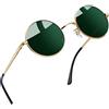 Joopin Occhiali da Sole Uomo Donna Rotondi Vintage Polarizzati UV400 | Montatura metallo sottile tondi piccoli hippie retrò lenti specchio unisex adulti