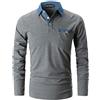 LIUPMWE Manica Lunga da Uomo Puro Cotone Elegante Top Cuciture Classiche Maglietta Commerciale Camicia,A-Grigio,M
