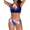 Nadeer Costume da Bagno Donna Scollo a V Triangolo Due Pezzi Push Up Bikini Set Imbottito Reggiseno Sexy Costumi da Mare Spiaggia Beachwear Swimwear