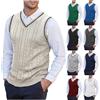 Generic Gilet da uomo in maglia con scollo a V senza maniche Pullover Gilet in lana da uomo Gilet in tinta unita Gilet casual Maglione Canotta intrecciata a maglia Regular Fit Inverno Bodywarmer Slim Fit