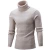 GUOCU Uomo Autunno Inverno Manica Lunga Collo Alto Maglione Tinta Unita Slim Fit Classico Casuale Maglia Pullover Tops Beige M