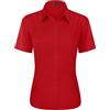 J.VER - Camicia da donna button down, stretch, antirughe, formale, a manica corta, camicia da lavoro estiva, camicette business casual, Rosso, S