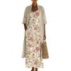 Generico Completo Donna Elegante - Taglie Forti Set Vestito e Cardigan Coordinato Abito Estivo Spolverino Boho Vintage Cotone e Lino Leggero Fresco Cerimonia Matrimonio Vacanza Abiti Lunghi